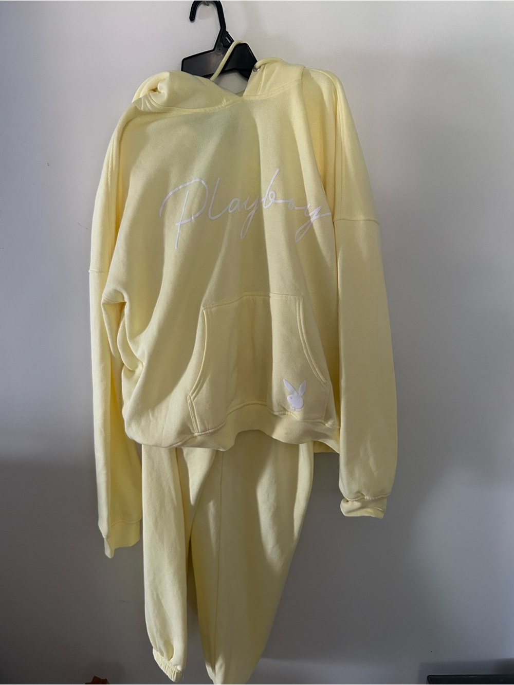 PLAYBOY Pale Yellow Hoodie & Jogger Set